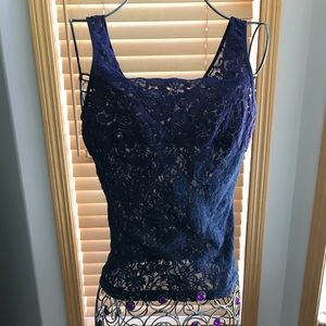 Stretch Lace Camisole - Navy